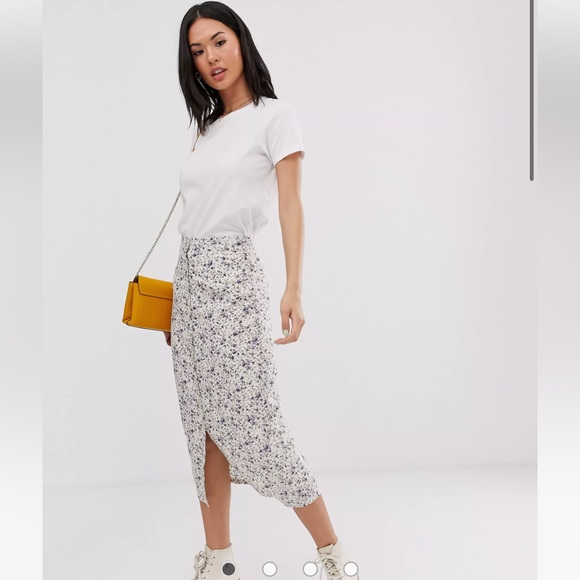 Floral midi skirt with button detail ASOS - Picture 1 of 4